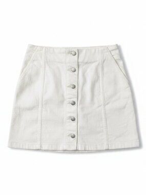 Aritzia Wilfred Free White Button-Front Denim Mini Skirt